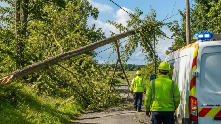 Großflächiger Stromausfall im Süden des Landkreises Würzburg durch umgestürzten Baum