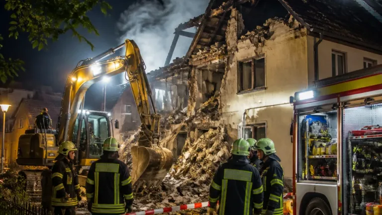Hausbrand in Weimar-Lützendorf: Einsturz, ein Bewohner vermisst