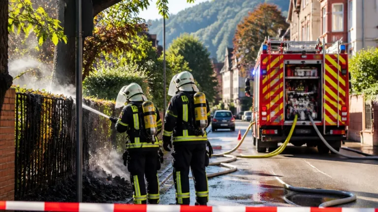 Heidelberg: Baum- und Holzzaunbrand in der Mittermaierstraße sorgt für Einsatz und Straßensperrung