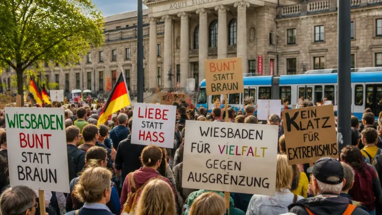 In Wiesbaden und Eschwege demonstrieren Menschen gegen Rechtsextremismus