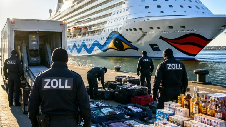 Kiel: Zoll am Ostseekai kontrolliert Kreuzfahrtpassagiere — Zigaretten, Luxusartikel, sogar Walsalami
