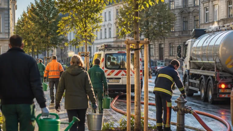 Krefeld startet groß angelegte Gießaktion für Straßenbäume — Bürger, Betriebe und Feuerwehr helfen