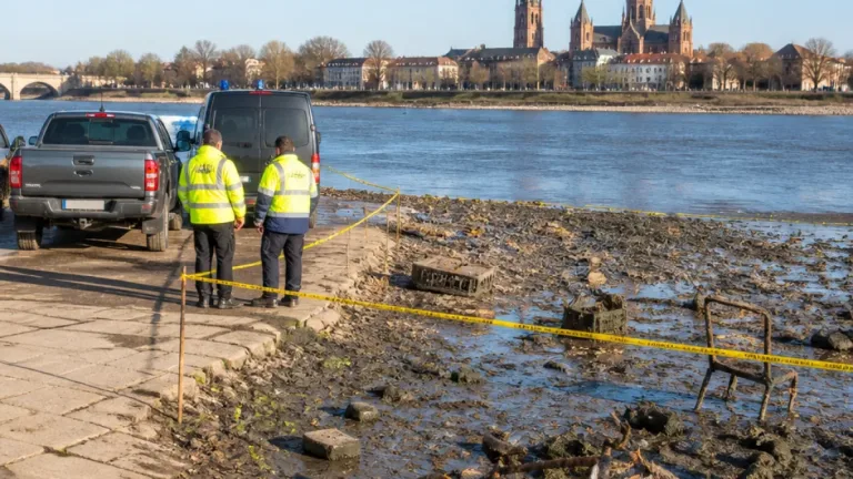 Niedrigwasser im Rhein sorgt in Worms für freigelegte Funde und Aufmerksamkeit