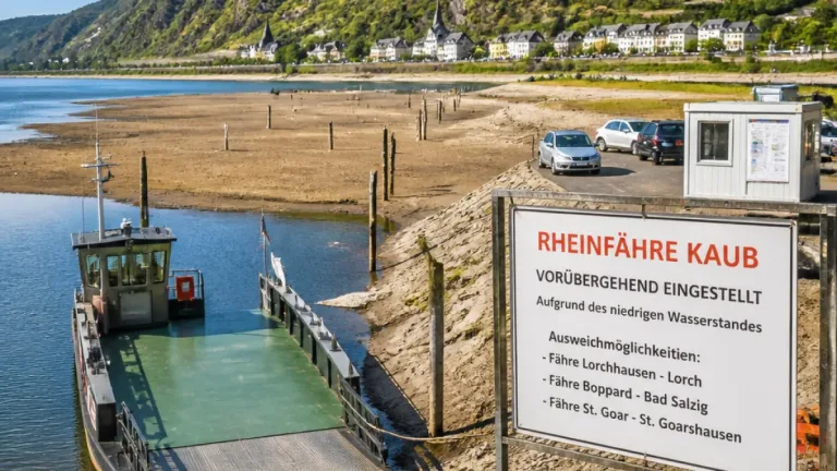 Niedrigwasser zwingt Fährbetrieb in Kaub zur Einstellung — Alternativen nur begrenzt verfügbar