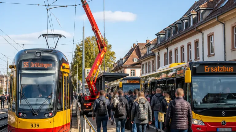 Oberleitungsschaden legt Abschnitt bei Karlsruhe lahm – Ersatzbusse im Einsatz