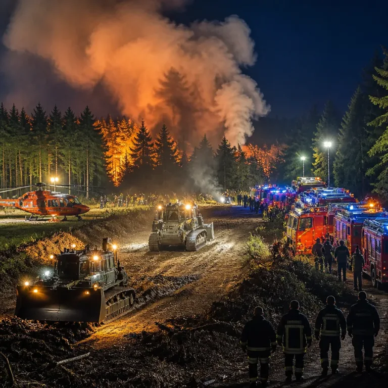 Großbrand im Hürtgenwald: Hunderte Einsatzkräfte halten Lage über Nacht stabil