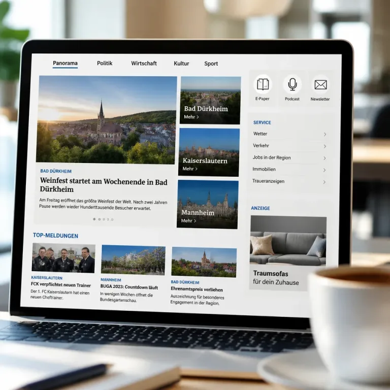 Regionalportal RHEINPFALZ präsentiert umfangreiche Rubriken – Einblick in Struktur und Angebot