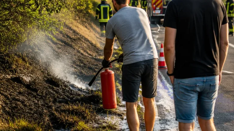 Passanten stoppen Flammen an Verbindungsstraße bei Münster – Feuerwehr mit 16 Kräften im Einsatz
