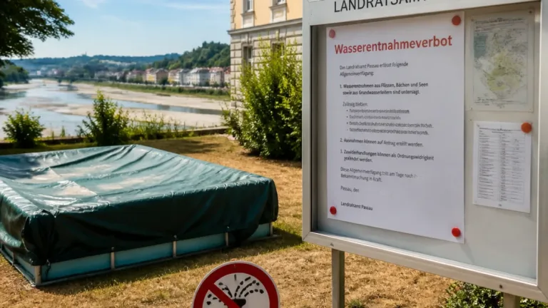 Passau: Landkreis erlässt weitreichendes Wasserentnahmeverbot wegen Extrem‑Niedrigwasser
