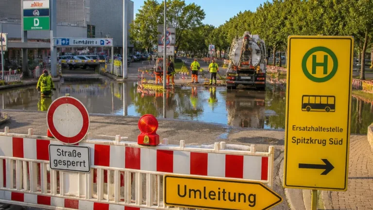 Perleberger Straße in Frankfurt (Oder) nach Havarie des Regenrohrs bis 21. August gesperrt