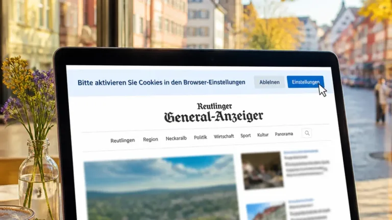 Reutlingen: Lokale Nachrichten und Bilder hinter Cookie-Hinweis — Bedeutung für Lesende