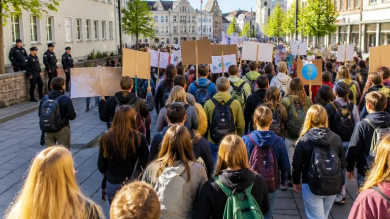 Rund 200 Schülerinnen und Schüler demonstrieren in Cottbus gegen Wehrpflichtpläne