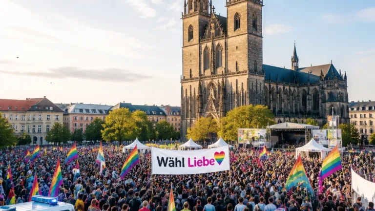 Rund 3.000 Menschen demonstrieren in Magdeburg für Vielfalt unter dem Motto „Wähl Liebe“