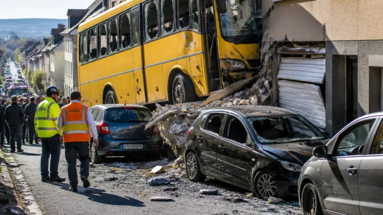 Schulbus rollt ohne Fahrer los: 14 Verletzte bei Unfall in Völklingen-Geislautern
