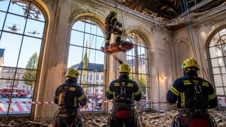 Schwerer Arbeitsunfall in Nürnberg: Bauarbeiter stürzt neun Meter in Kongresshalle