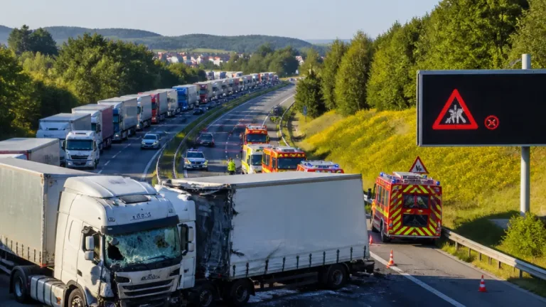 Schwerer Lkw-Unfall auf der A4 nahe Jena sorgt für 15 Kilometer Stau und Vollsperrung