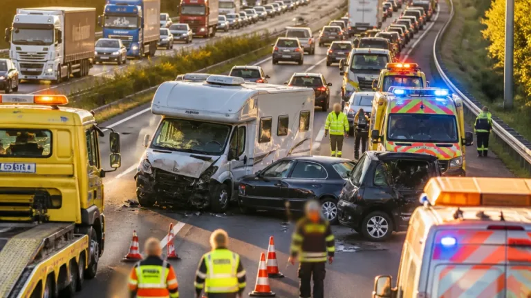 Sechs Verletzte nach Auffahrserie auf der A3 bei Aschaffenburg – lange Staus bis Hessen