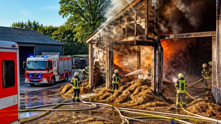 Stallbrand in Tangstedt: Sechs Kälber tot, drei Menschen leicht verletzt