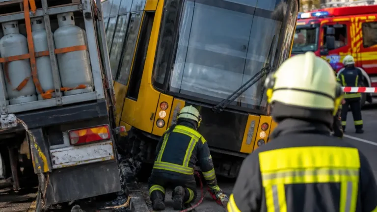 Straßenbahnentgleisung in Dresden-Seidnitz nach Zusammenstoß mit Lkw