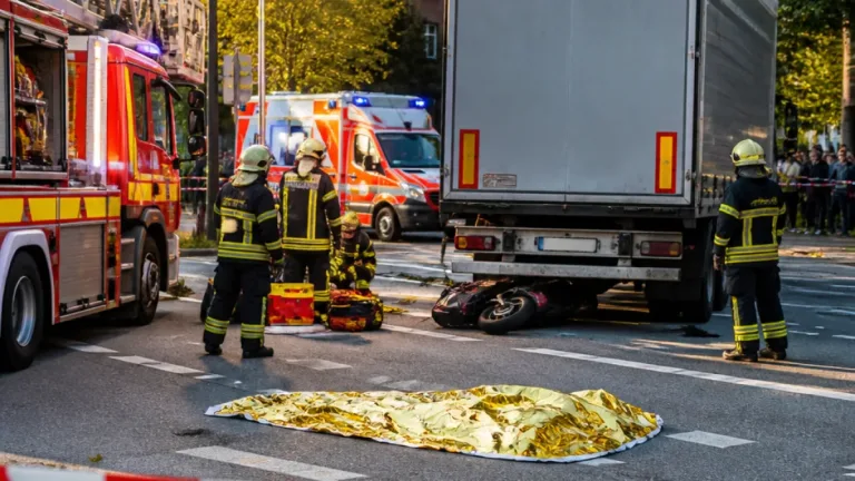Tödlicher Zusammenstoß in Wilhelmsburg: Motorradfahrer gerät unter Lkw und stirbt
