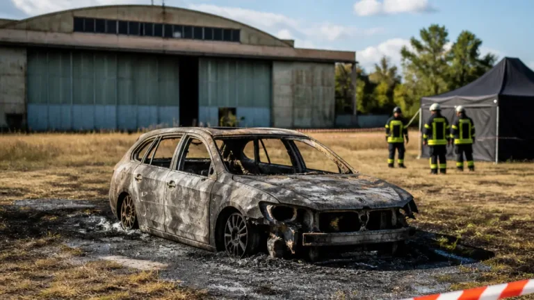 Toter bei Fahrzeugbrand auf ehemaligem Flugplatzgelände in Cottbus