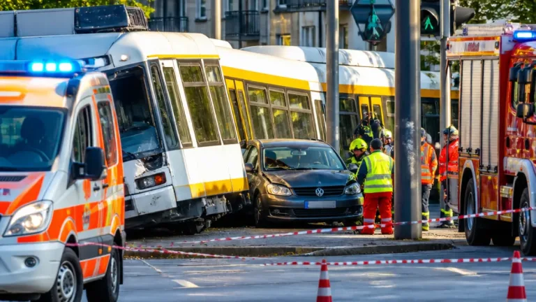 Unfall in Erfurt: Pkw übersieht Straßenbahn – Bahn entgleist, zwei Verletzte