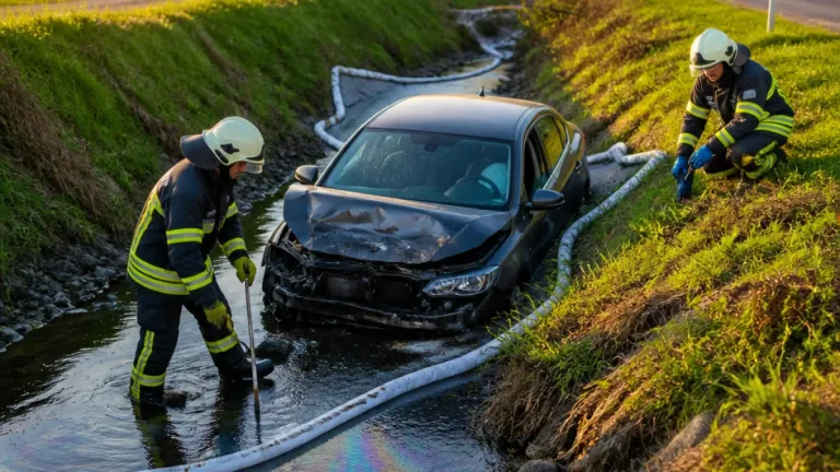 Unfall in Reutlingen: Auto landet im Bach – Zwei Männer mit extrem hohem Alkoholwert festgenommen