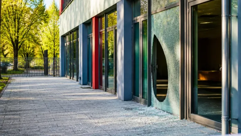 Vandalismus an Schule in Regensburg: Türen eingetreten, Fensterscheibe eingeschlagen