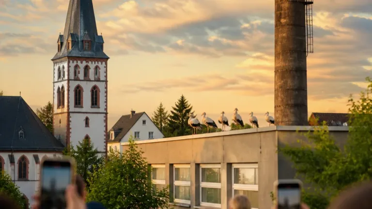 Völklingen: Ungewöhnlich große Ansammlung von Weißstörchen in Wehrden und Fürstenhausen