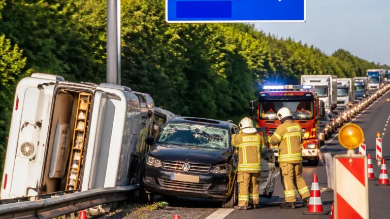 Vollsperrung auf der A2 bei Gütersloh nach Unfall zwischen Touran und Wohnmobil