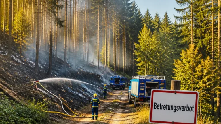 Waldbrand bei Plauen dauert an: Einsatzkräfte kämpfen am vierten Tag gegen Glutnester