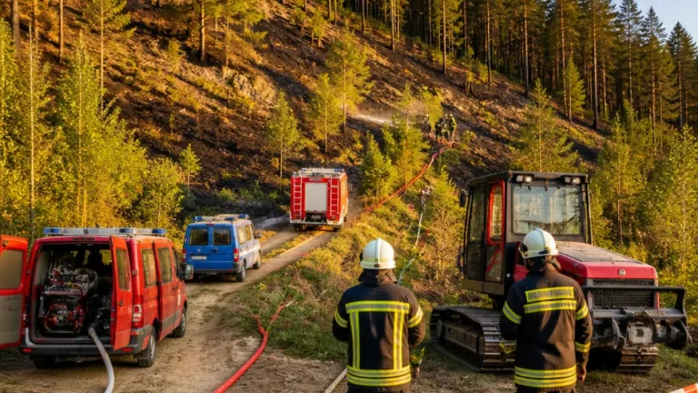 Waldbrand bei Plauen: Einsatz reduziert, Nachlöscharbeiten im Fokus