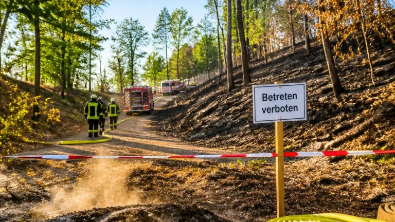 Waldbrand bei Plauen: Einsatz wird schrittweise zurückgefahren, Gebiet bleibt gesperrt