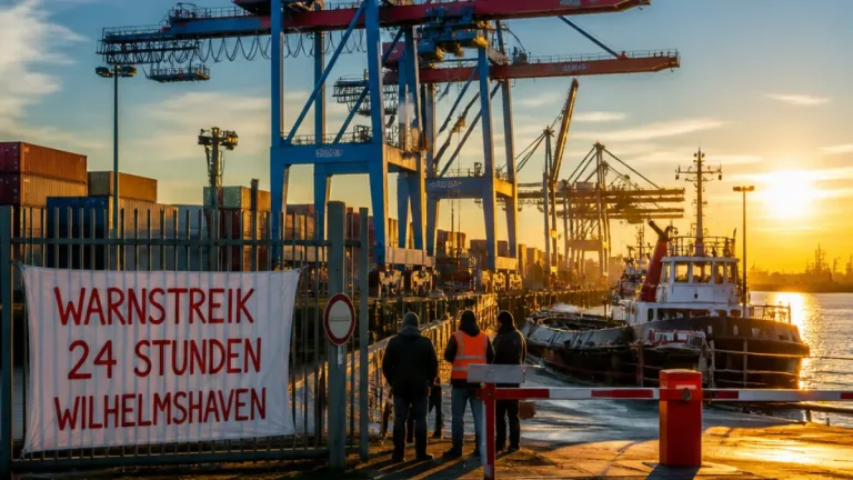 Warnstreik legt auch Wilhelmshaven-Hafen lahm: Tarifkonflikt zwischen Verdi und ZDS