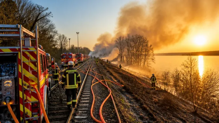 Worms: Feuerwehr bewältigt zehn Einsätze an einem Tag – Bösungsbrand an Bahn und Brand am Rhein