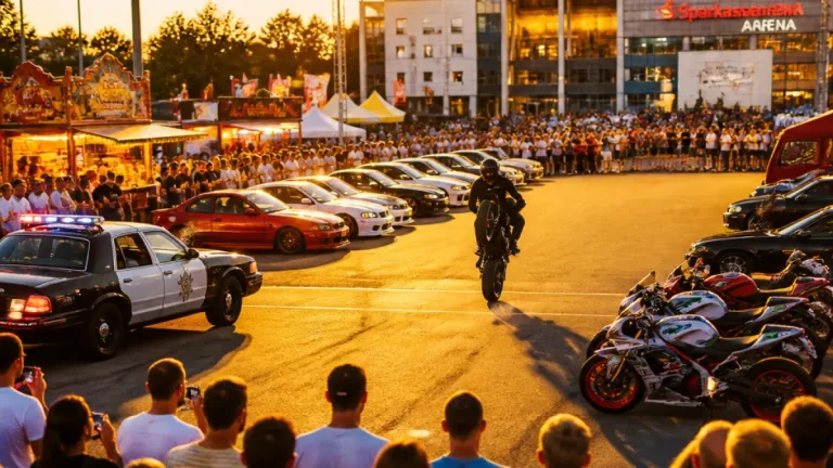 Zwickau: „Steel & Wheel“ verwandelt Parkplatz der Sparkassen Arena in Bühne für Stunts und US-Cars