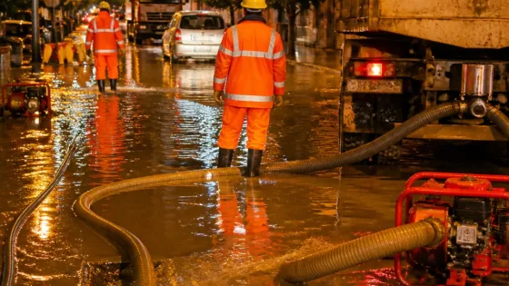 فيضانات مؤقتة وانقاذ مواطنين بعد أمطار رعدية شهدتها الخروب