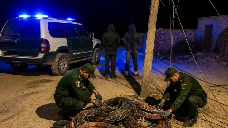 الدرك ببرج صباط يوقف شخصين ويستعيد 350 متراً من كوابل نحاسية في قالمة