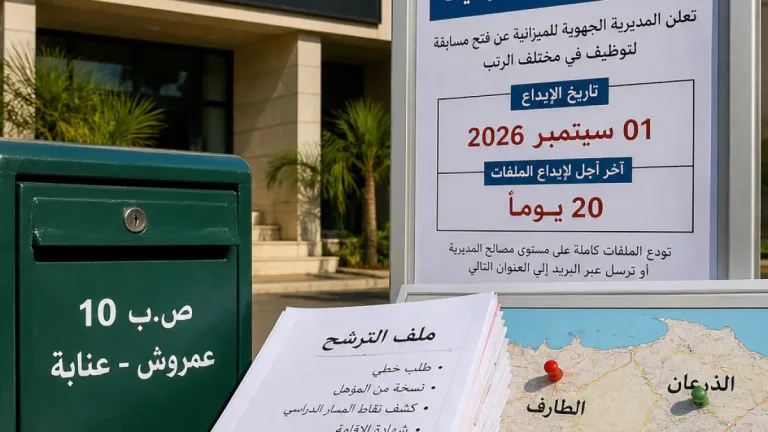 المديرية الجهوية للميزانية بعنابة تفتح مسابقات توظيف بمناصب إدارية وتقنية