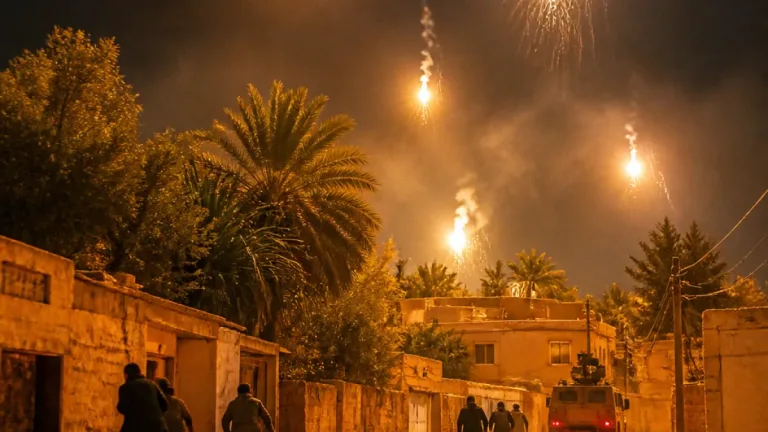 القرارة: قنابل إنارة أطلقت فوق سماء البلدة في شمال خان يونس