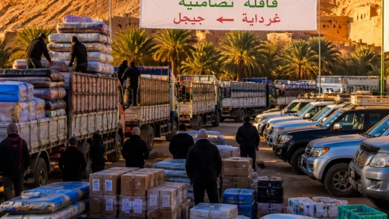 غرداية تُنظم 13 قافلة مساعدات وتُرسل 24 شاحنة لدعم متضرري حرائق جيجل