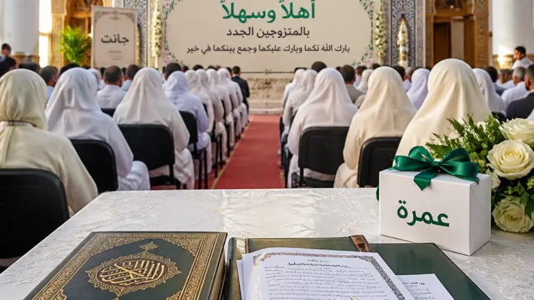جانت تحتفل بعقد شرعي جماعي لتزويج 28 زوجًا وسط تكريم ودعم معنوي ومادي