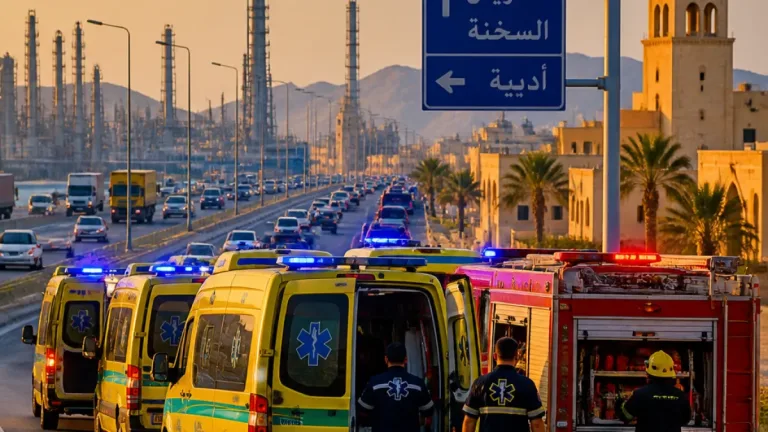 محافظ السويس يتفقد نقاط الإسعاف والإطفاء على طريق السويس–السخنة ويأمر برفع الاستعداد