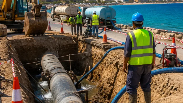 شركة مياه البحر الأحمر تؤمن إمدادات الغردقة ورأس غارب بعد كسر بخط الكريمات