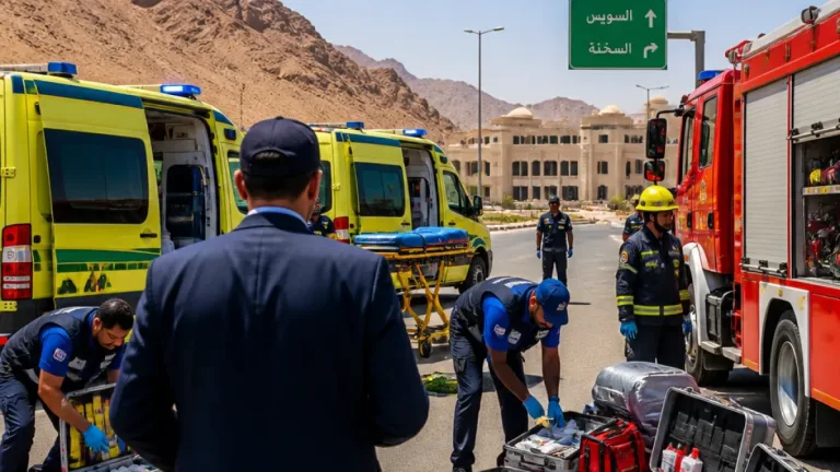 محافظ السويس يتفقد جاهزية الإسعاف والحماية المدنية بطريق السويس–السخنة ويشدد على رفع الاستعداد