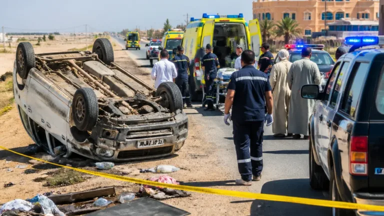 انقلاب سيارة ربع نقل بغرب النوبارية يوقع 11 مصابًا بينهم حالات اشتباه كسور وارتجاج
