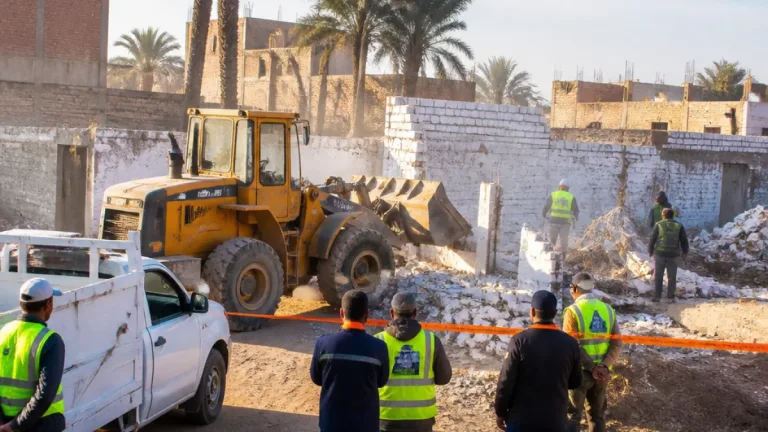نجع حمادي تنفذ حملة لإزالة 11 حالة تعدٍ على الأراضي بمساحة 1825 متراً مربعاً