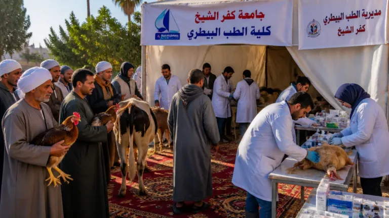 جامعة كفر الشيخ تنفّذ قافلة بيطرية مجانية وتكشف على 1300 حالة بدقلت ضمن مبادرة «بلدك معاك»