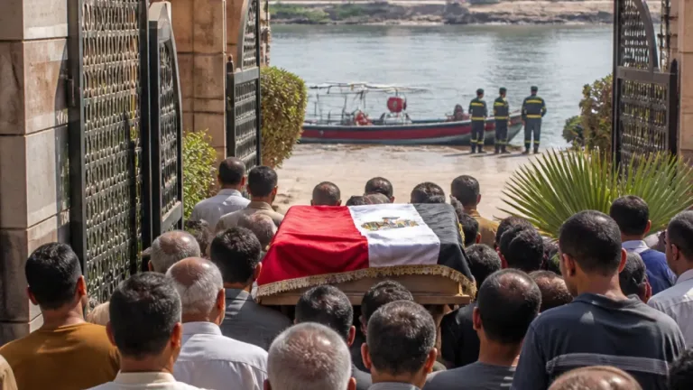 تشييع جثمان طالب غرق بالنيل في القليوبية بعد بحث استمر 14 يومًا