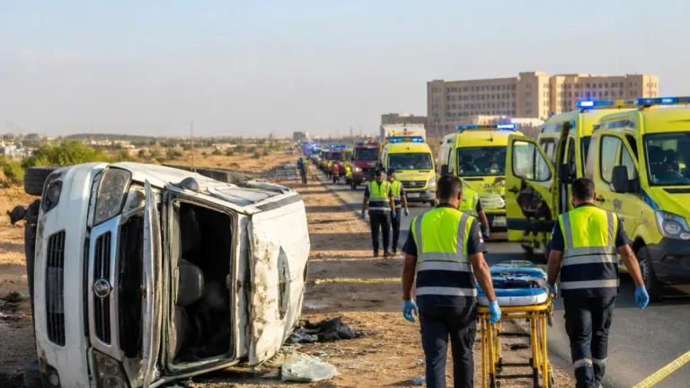 14 مصابًا في انقلاب ميكروباص بطريق اللاهون بالفيوم وتحويلهم إلى مستشفى الجامعة
